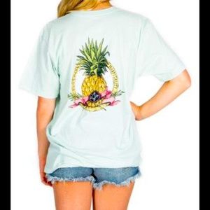 NWOT Lauren James Southern Hospitality pineapple light green tee L 10 12